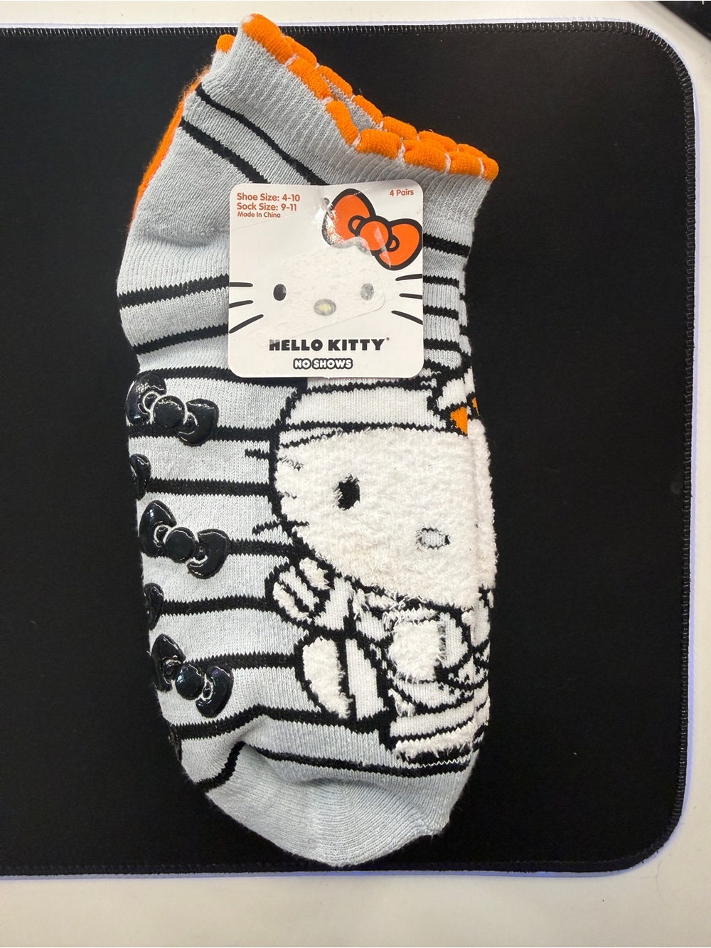 Sanrio Hello Kitty Halloween Socks 4 Pack Womens No Show Non Slip Grippers 4-10